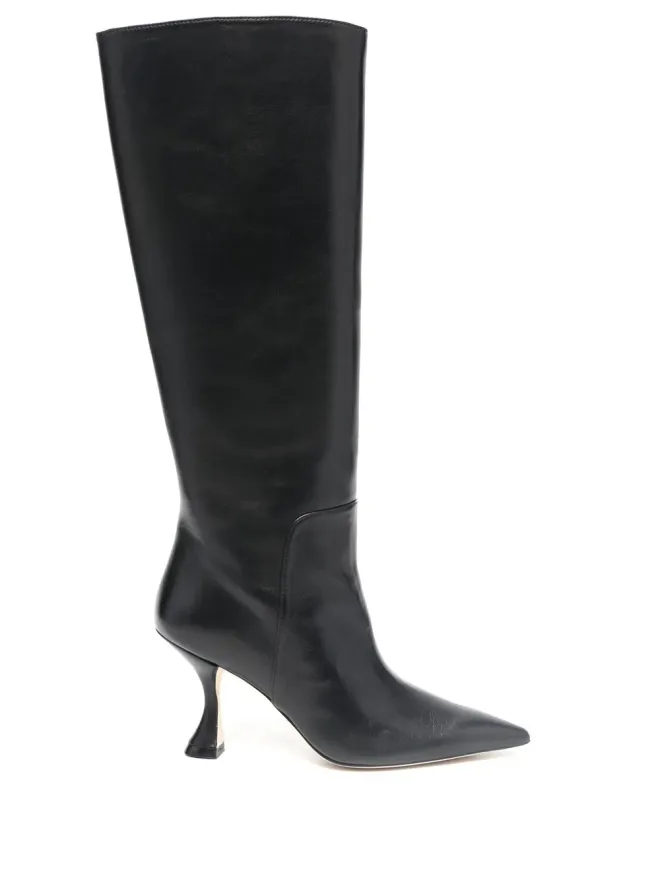 Stuart Weitzman Stuart Weitzman 黒のポインテッドカーフレザーブーツの商品画像