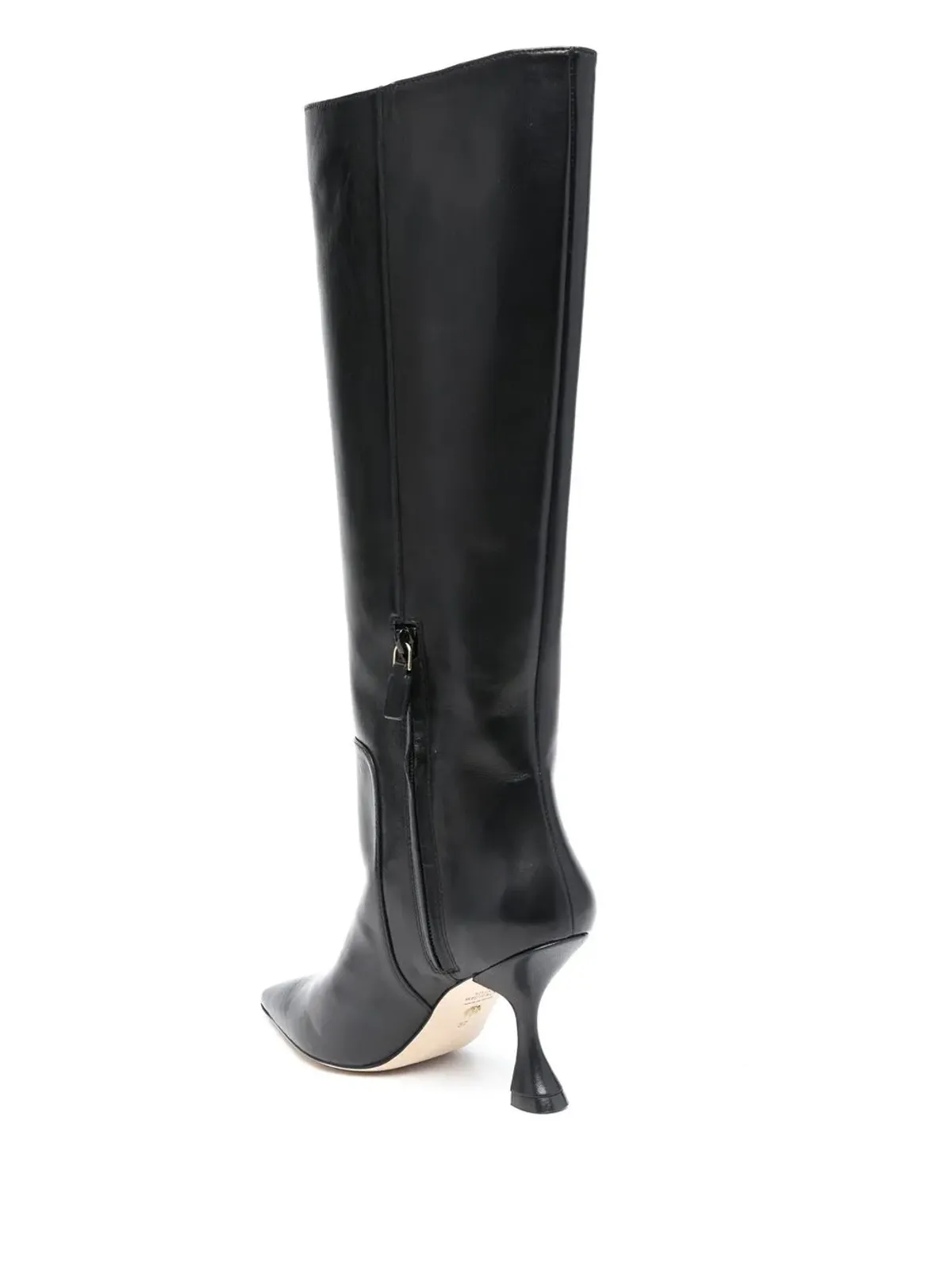 Stuart Weitzman 黒のポインテッドカーフレザーブーツ - 画像3