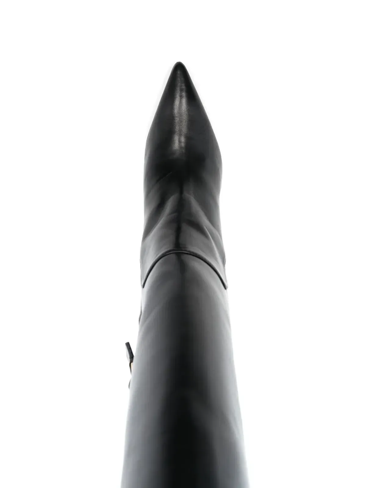 Stuart Weitzman 黒のポインテッドカーフレザーブーツ - 画像4