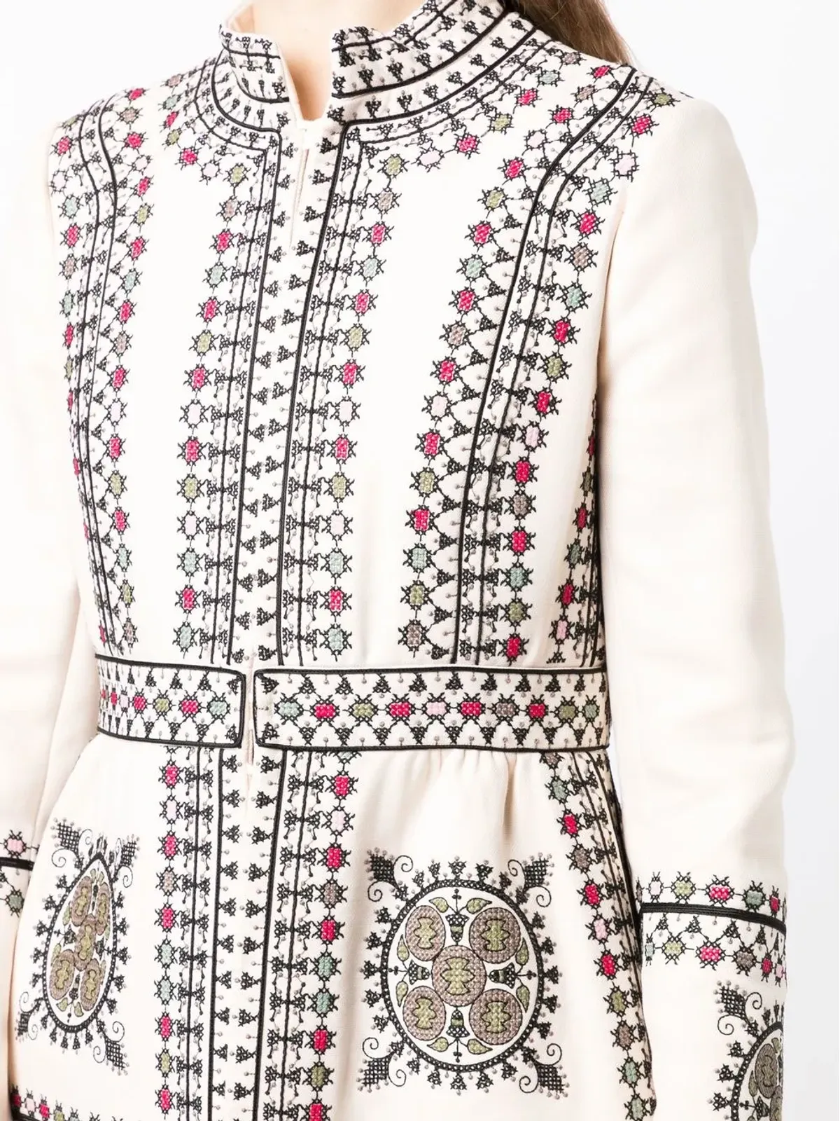 Valentino Garavani Pre-Owned 刺繍入りハイネックコート - 画像5