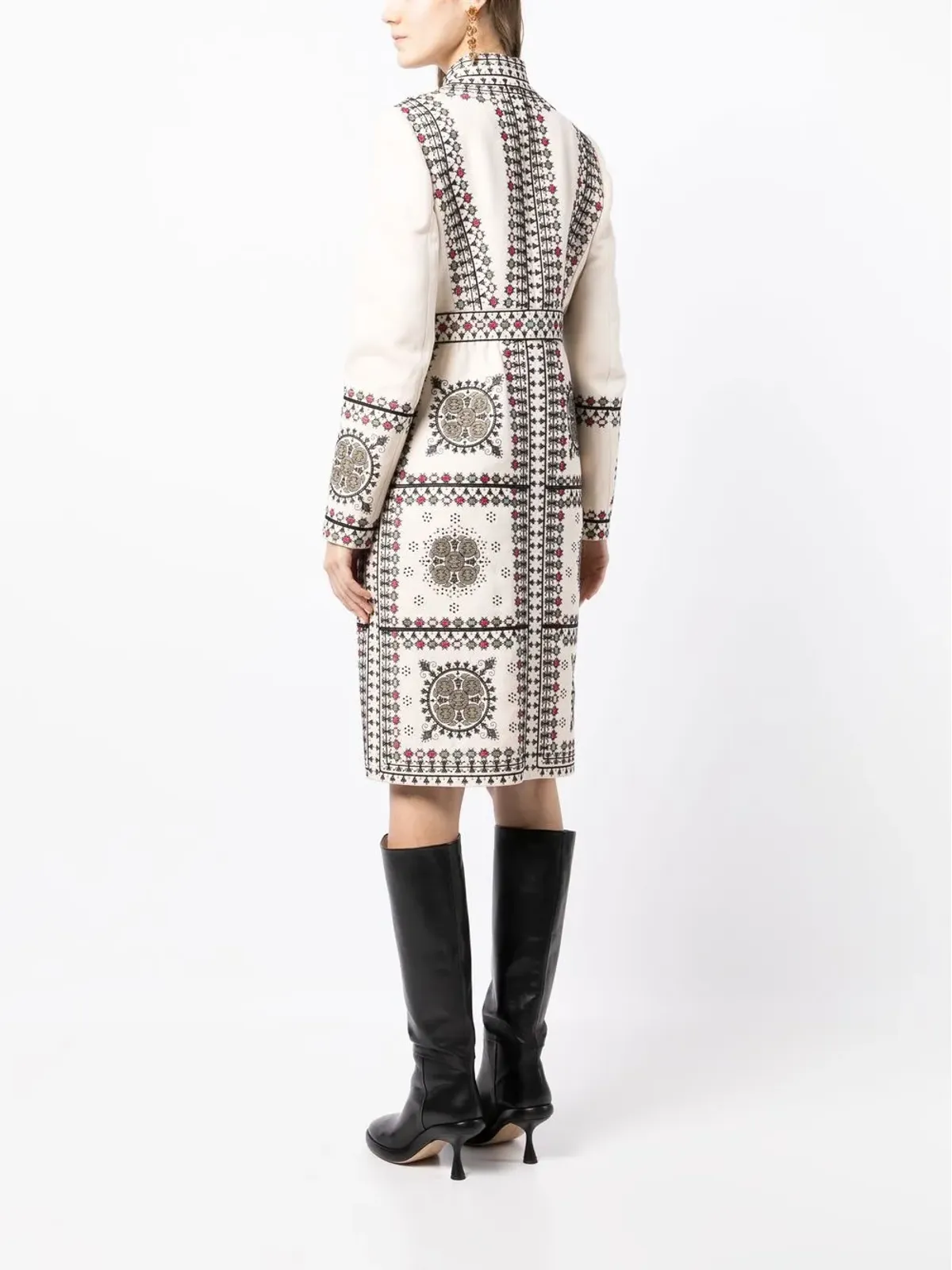 Valentino Garavani Pre-Owned 刺繍入りハイネックコート - 画像4