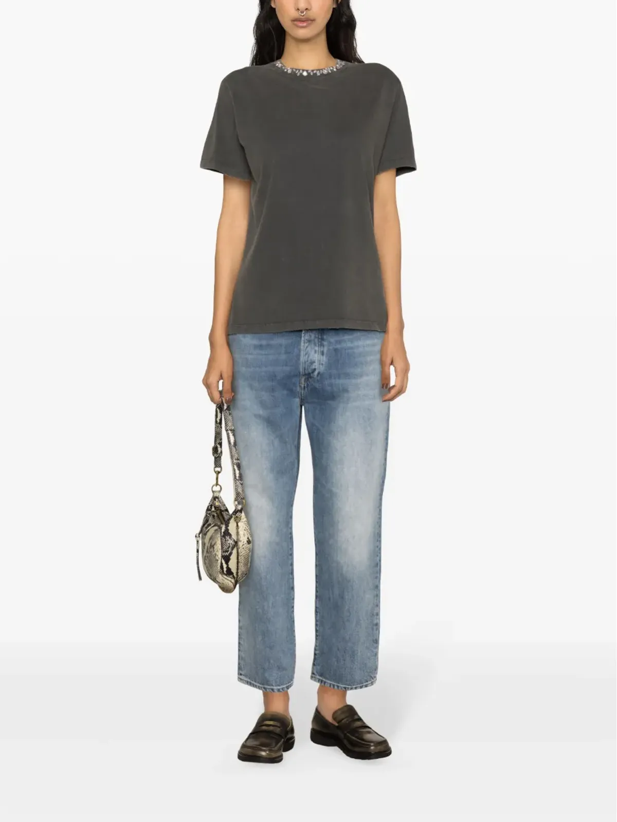 Golden Goose クリスタルエンブリッシュ コットン Tシャツ - グレー - 画像2
