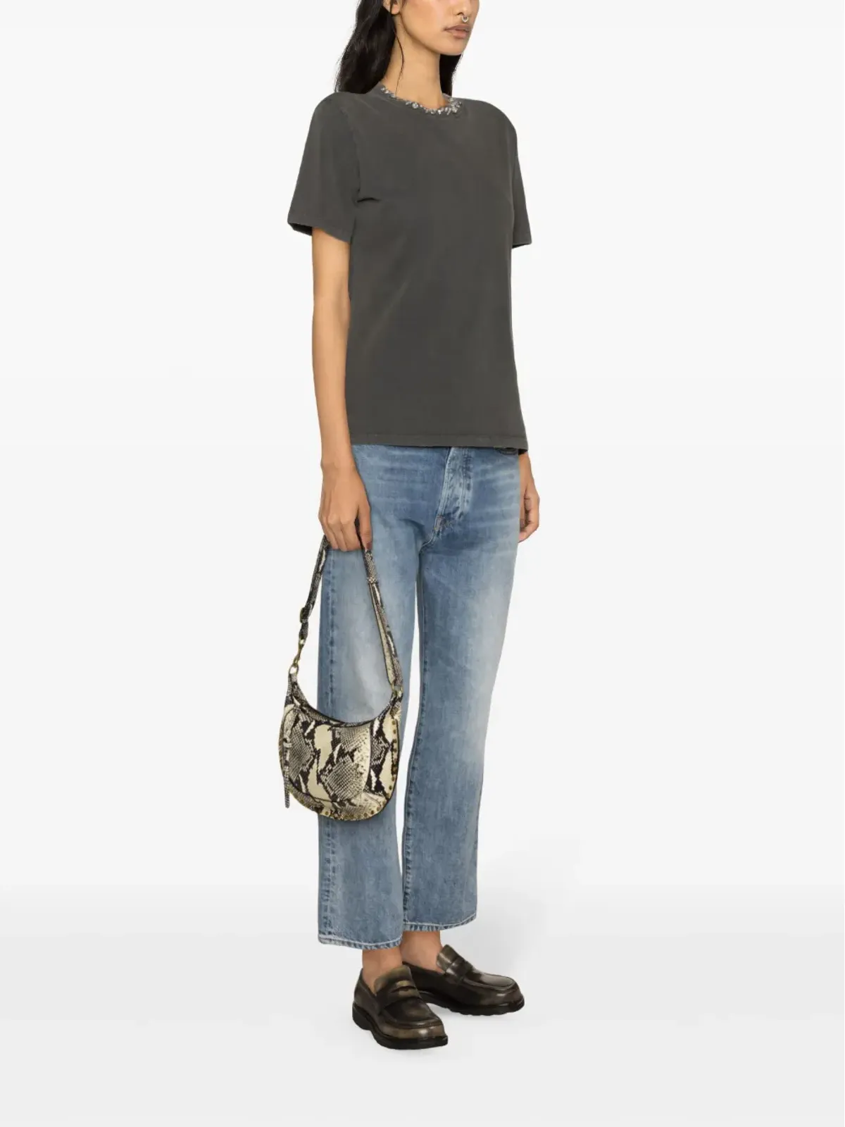 Golden Goose クリスタルエンブリッシュ コットン Tシャツ - グレー - 画像3