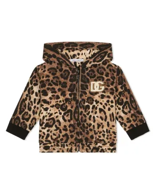 Dolce & Gabbana Kids ヒョウ柄ジップアップフーディー - サムネイル1