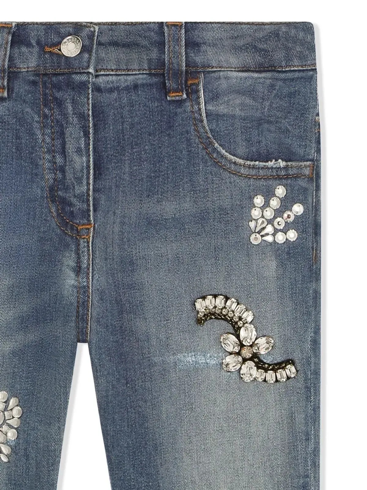 Dolce & Gabbana Kids ビジュー付きスリムカットデニムジーンズ - 画像3