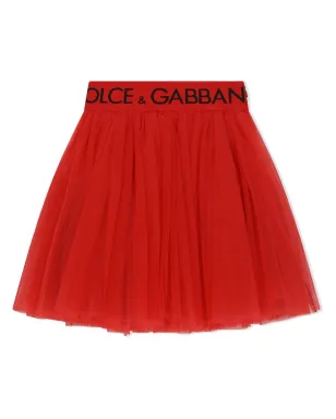 Dolce & Gabbana Kids ロゴ入りウエストバンド チュール ミディスカート - サムネイル1