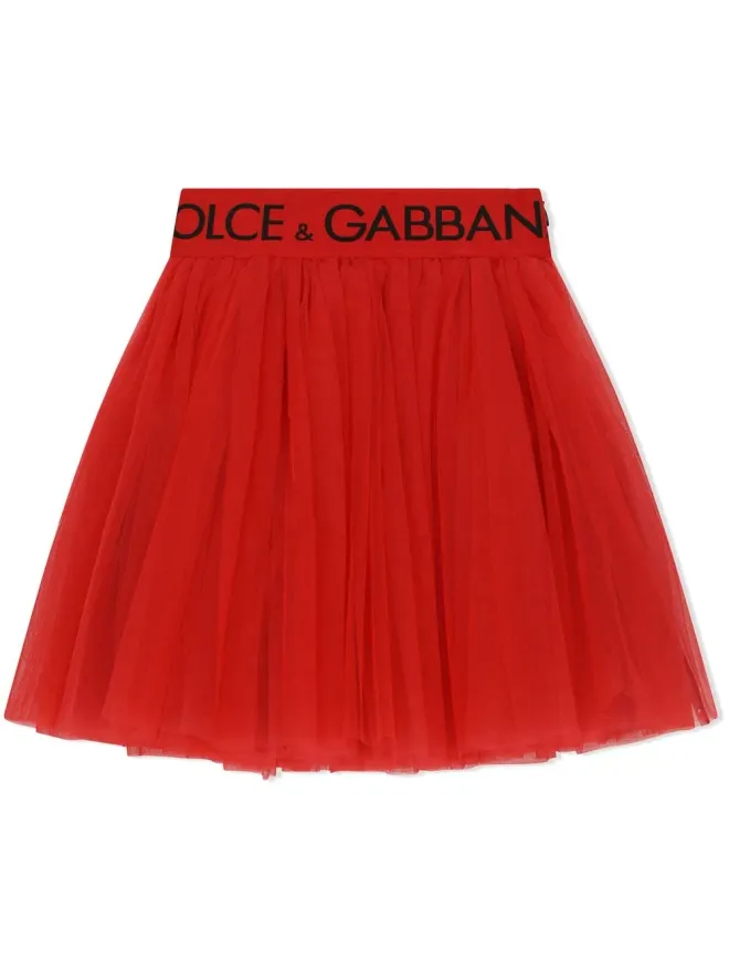 Dolce & Gabbana Kids Dolce & Gabbana Kids ロゴ入りウエストバンド チュール ミディスカートの商品画像