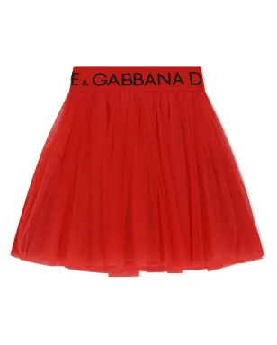 Dolce & Gabbana Kids ロゴ入りウエストバンド チュール ミディスカート - サムネイル2