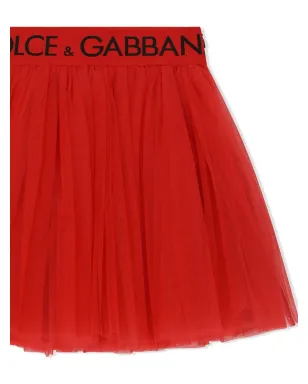 Dolce & Gabbana Kids ロゴ入りウエストバンド チュール ミディスカート - サムネイル3