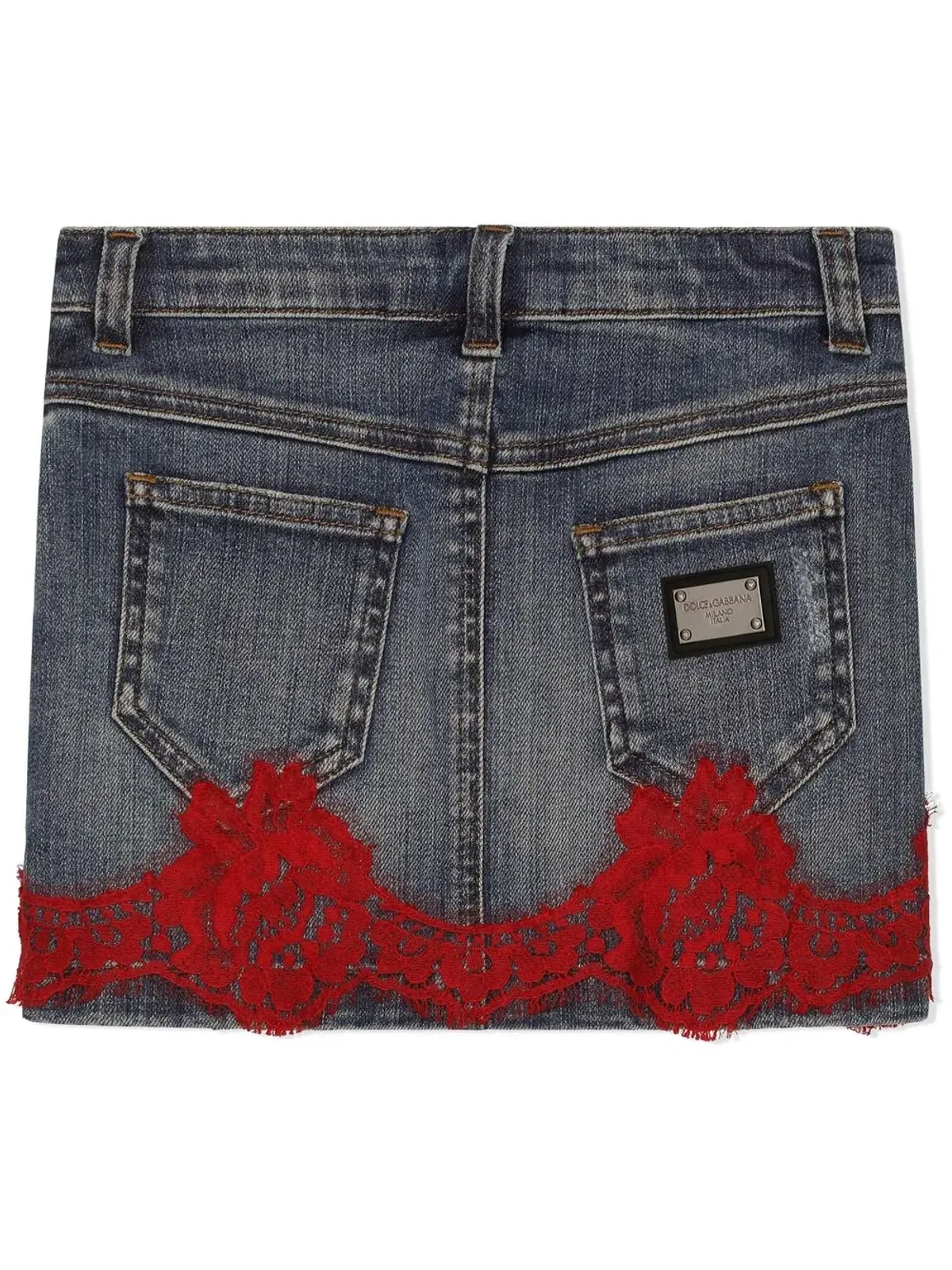 Dolce & Gabbana Kids レースインセット デニム ミニスカート - 画像2