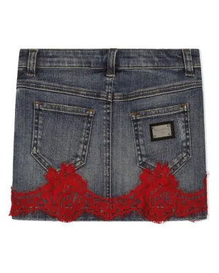 Dolce & Gabbana Kids レースインセット デニム ミニスカート - サムネイル2