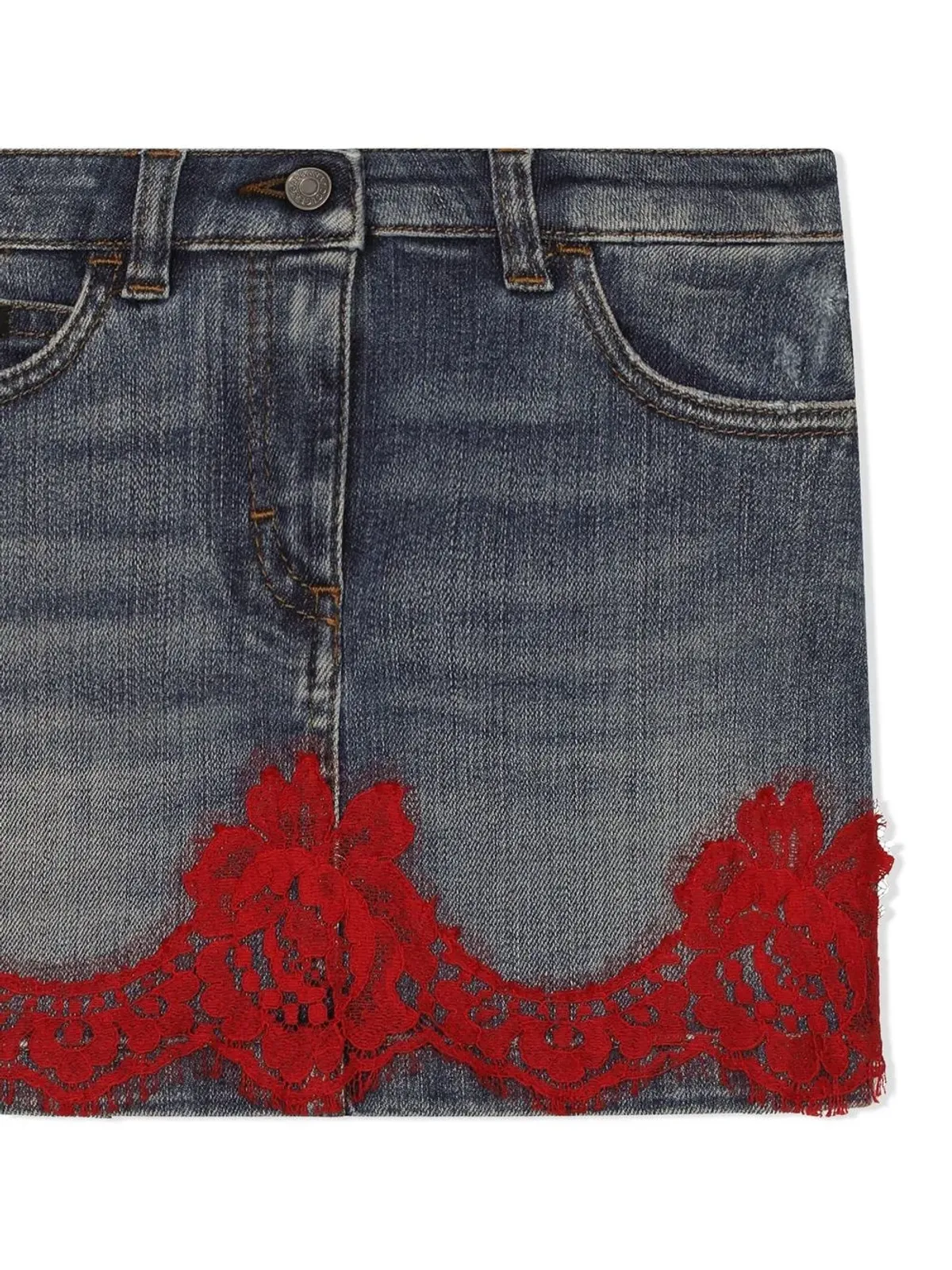 Dolce & Gabbana Kids レースインセット デニム ミニスカート - 画像3