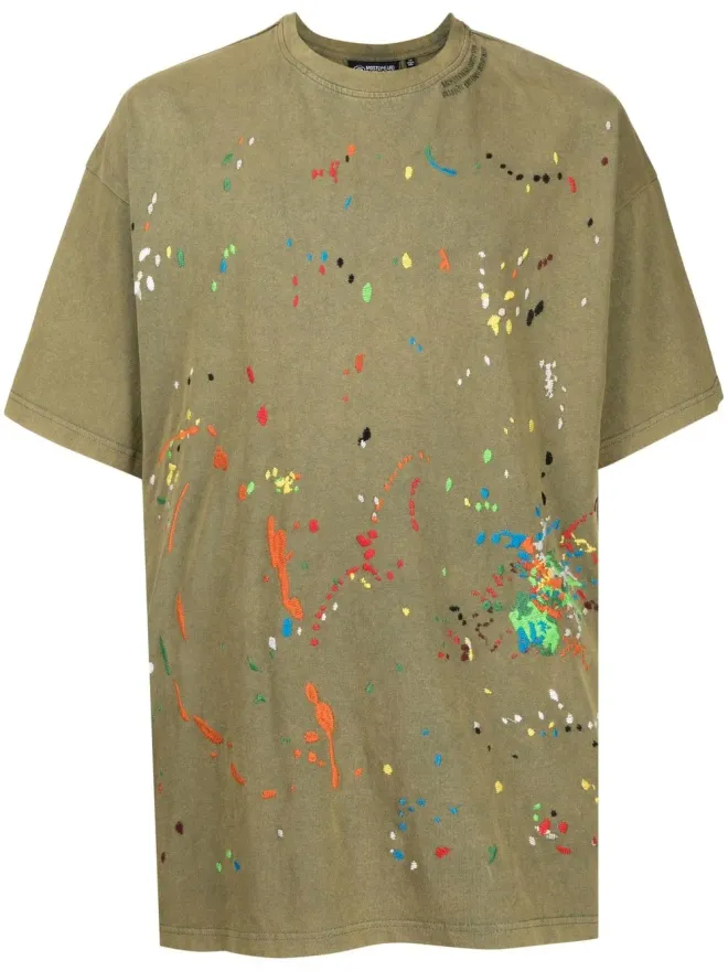 Mostly Heard Rarely Seen Mostly Heard Rarely Seen ペイント刺繍コットンTシャツの商品画像