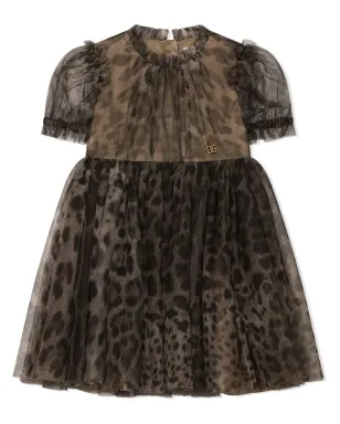 Dolce & Gabbana Kids レオパード柄チュールドレス - サムネイル1