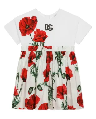 Dolce & Gabbana Kids フローラルプリント ジップファスナー付きドレス - ホワイト - サムネイル1
