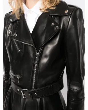 Alexander McQueen クロップドレザー ジャケット - ブラック - サムネイル5