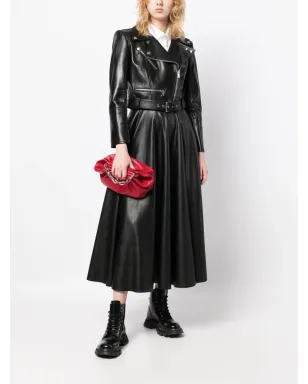 Alexander McQueen クロップドレザー ジャケット - ブラック - サムネイル2