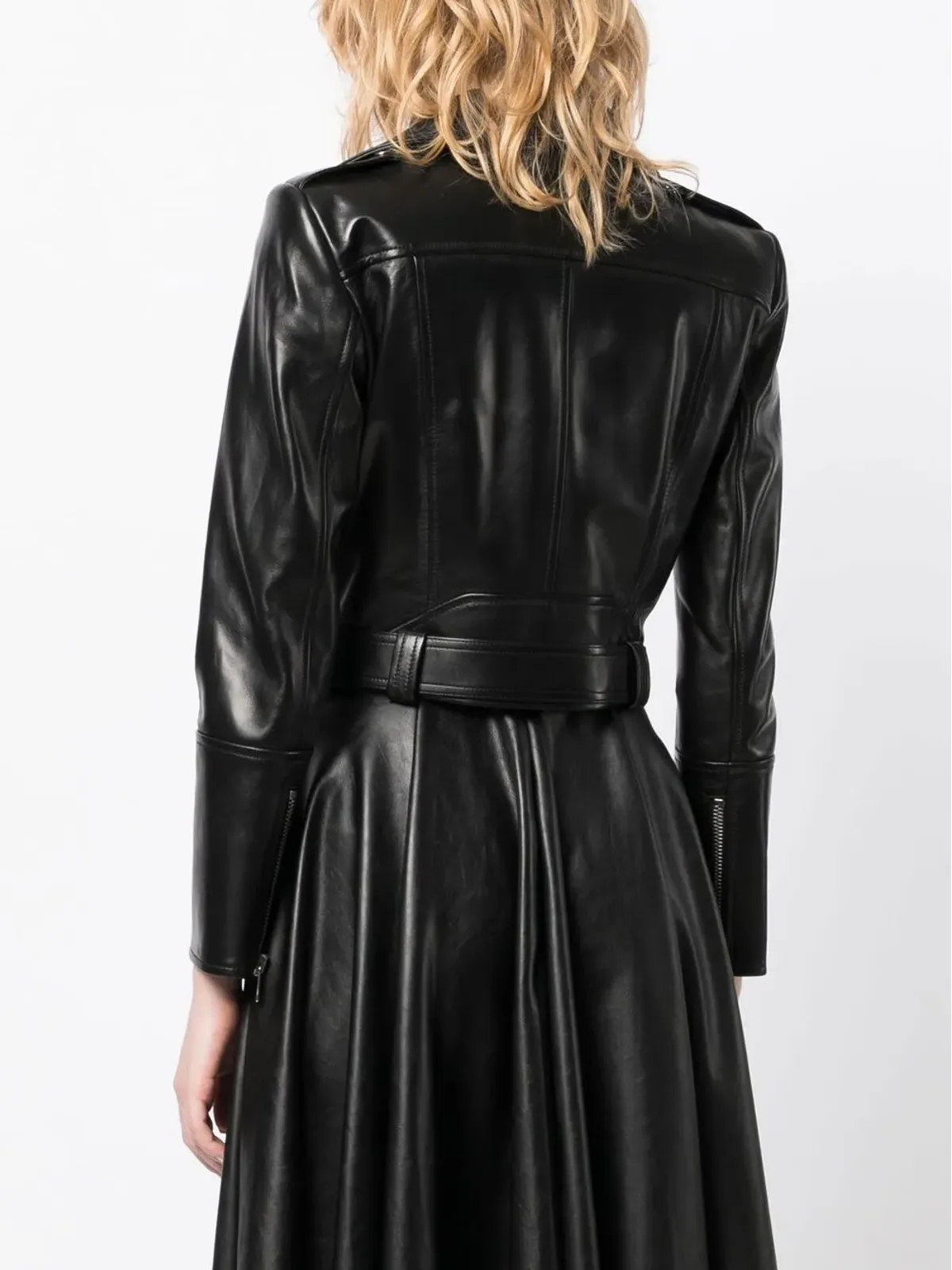 Alexander McQueen クロップドレザー ジャケット - ブラック - 画像4