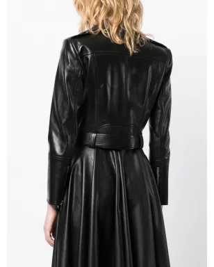 Alexander McQueen クロップドレザー ジャケット - ブラック - サムネイル4