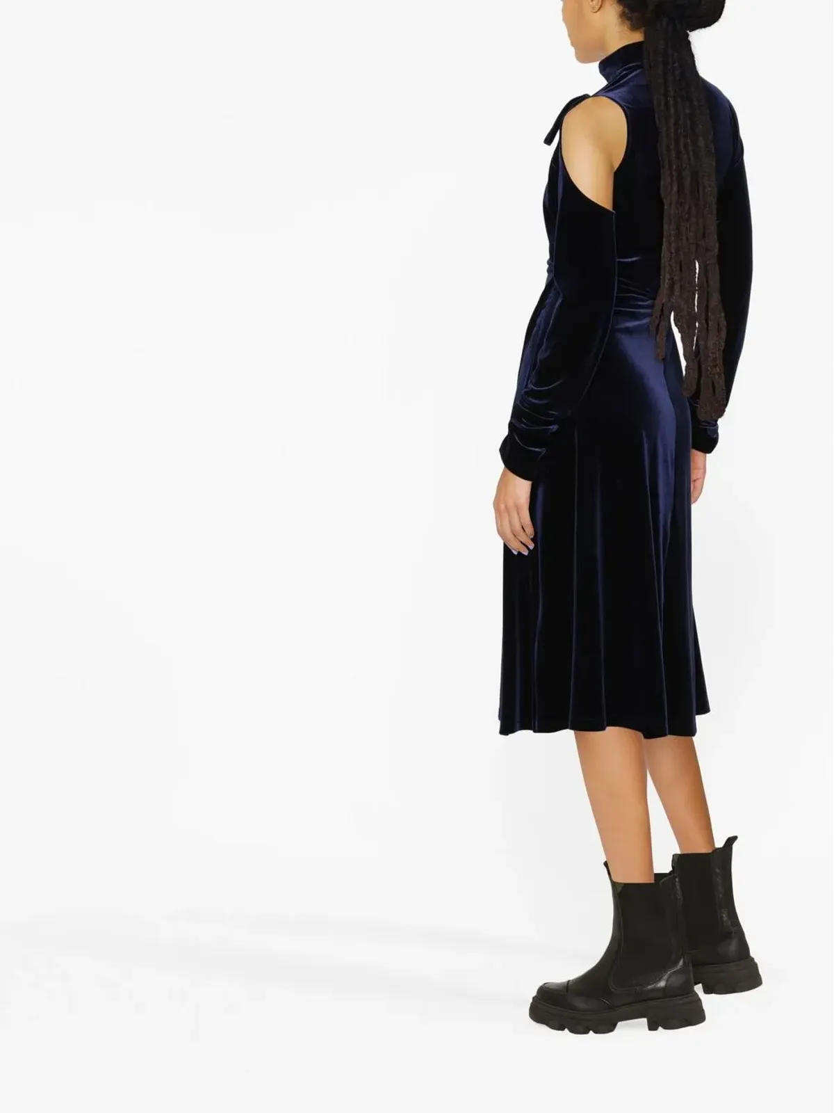 Versace Jeans Couture カットアウトベルベット ラップドレス - 画像3