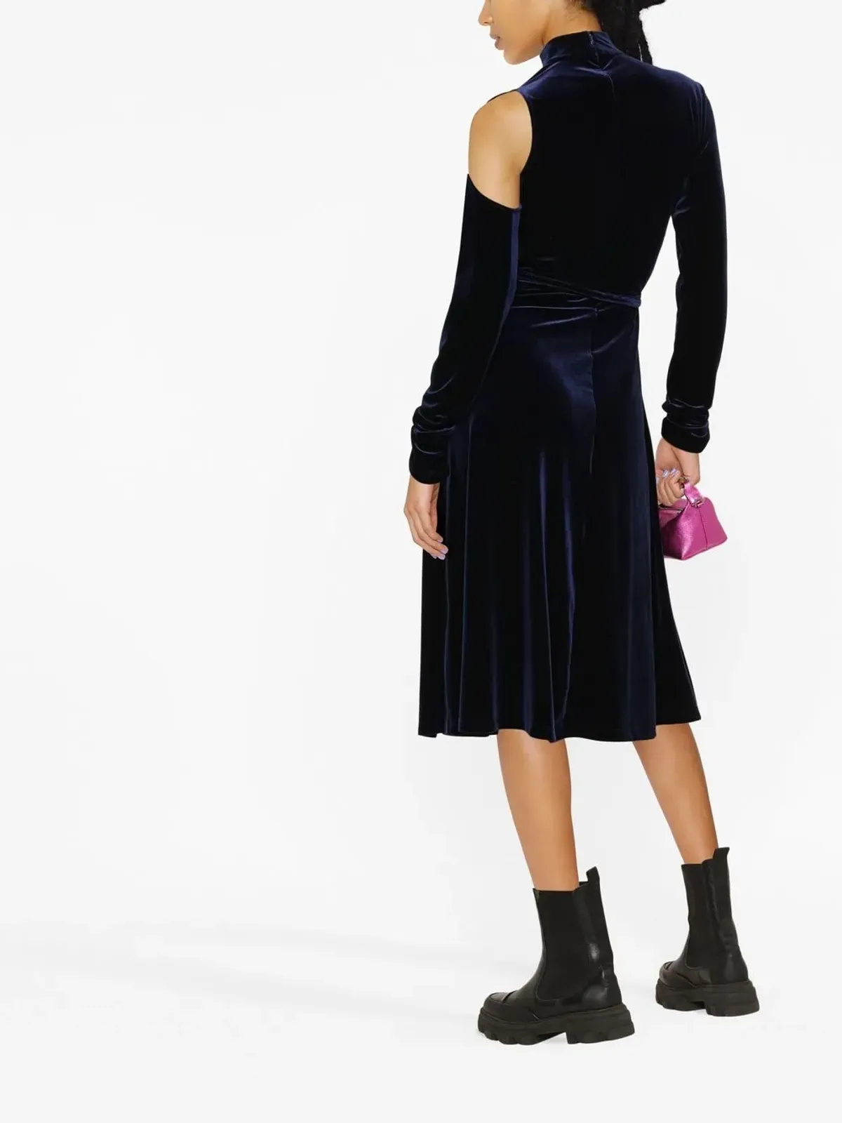 Versace Jeans Couture カットアウトベルベット ラップドレス - 画像4