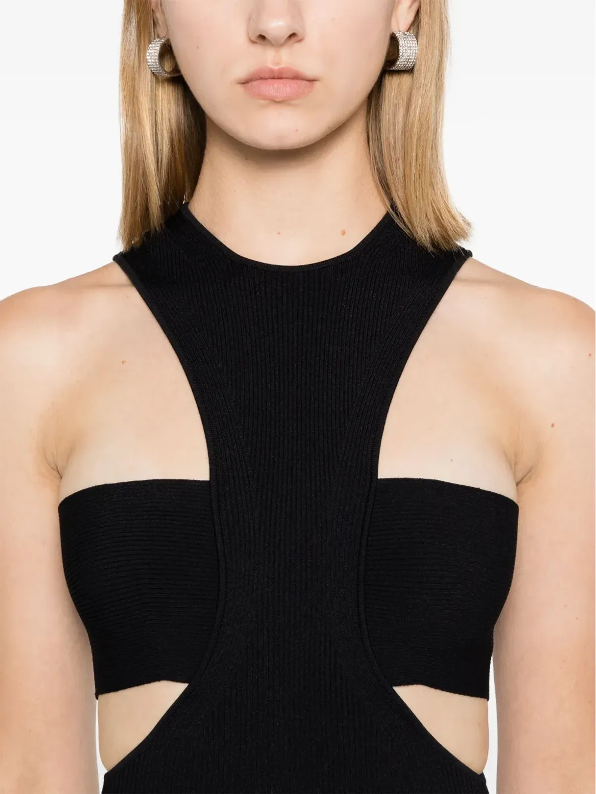 Alexander McQueen スラッシュハーネス ミディドレス（ブラック） - 画像5