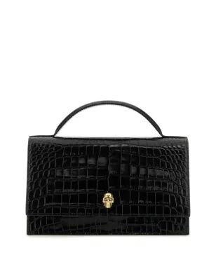 Alexander McQueen スカル・クロコダイル型押し ショルダーバッグ - ブラック - サムネイル1