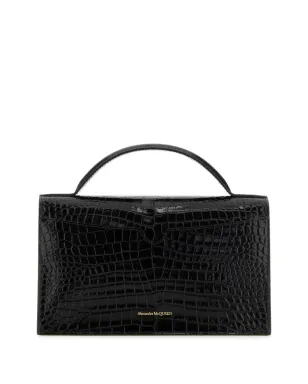 Alexander McQueen スカル・クロコダイル型押し ショルダーバッグ - ブラック - サムネイル2