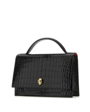 Alexander McQueen スカル・クロコダイル型押し ショルダーバッグ - ブラック - サムネイル3