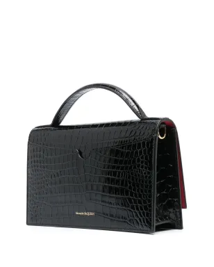 Alexander McQueen スカル・クロコダイル型押し ショルダーバッグ - ブラック - サムネイル4