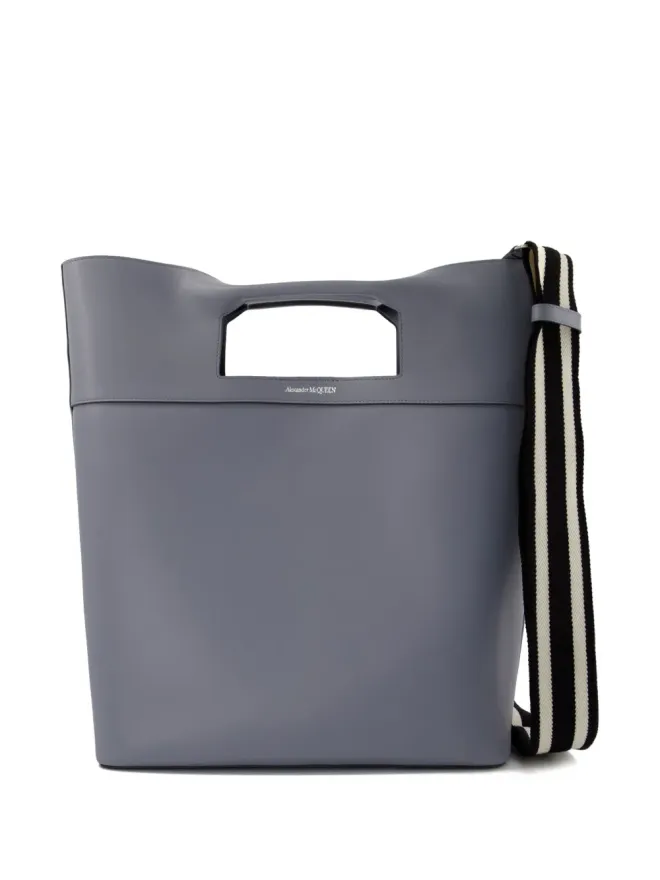 Alexander McQueen Alexander McQueen スクエア レザートート - グレーの商品画像