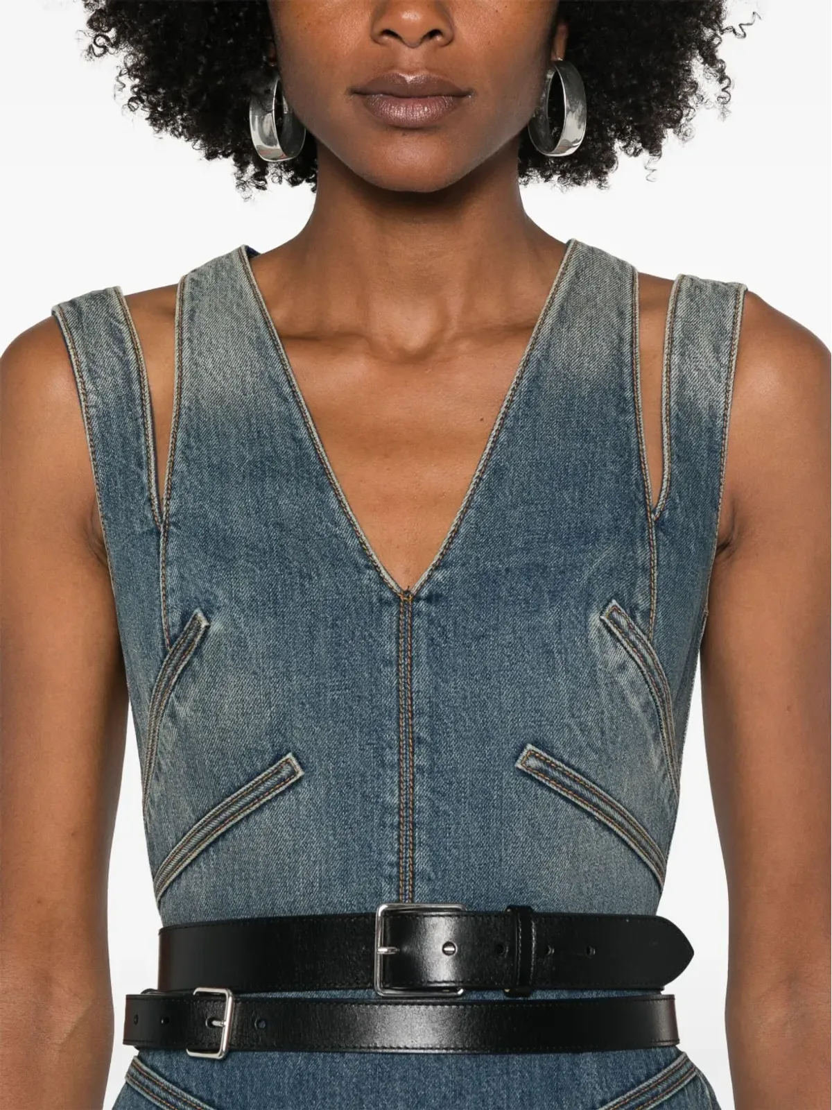 Alexander McQueen デニムミニドレス ブルー - 画像5