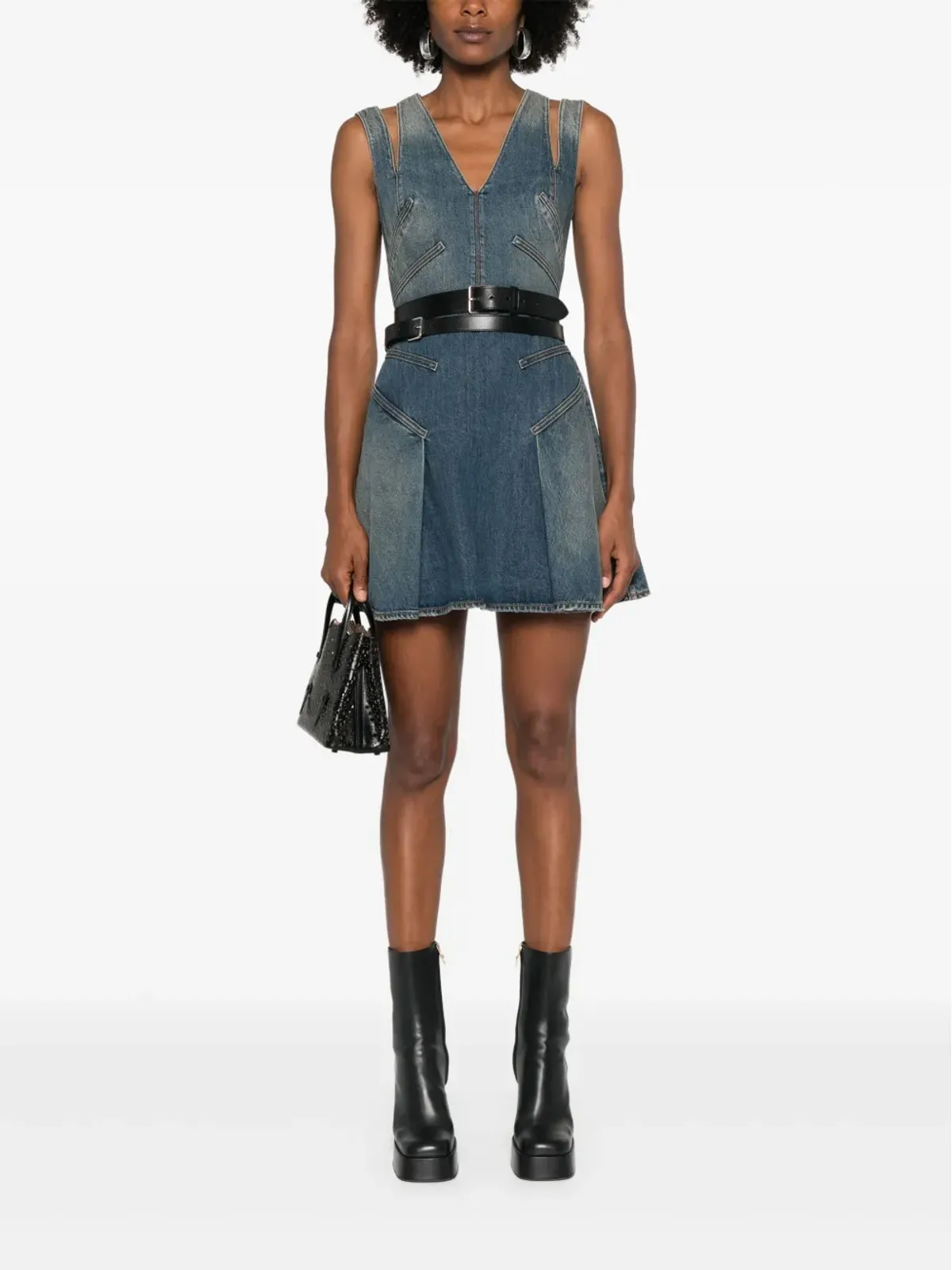 Alexander McQueen デニムミニドレス ブルー - 画像2