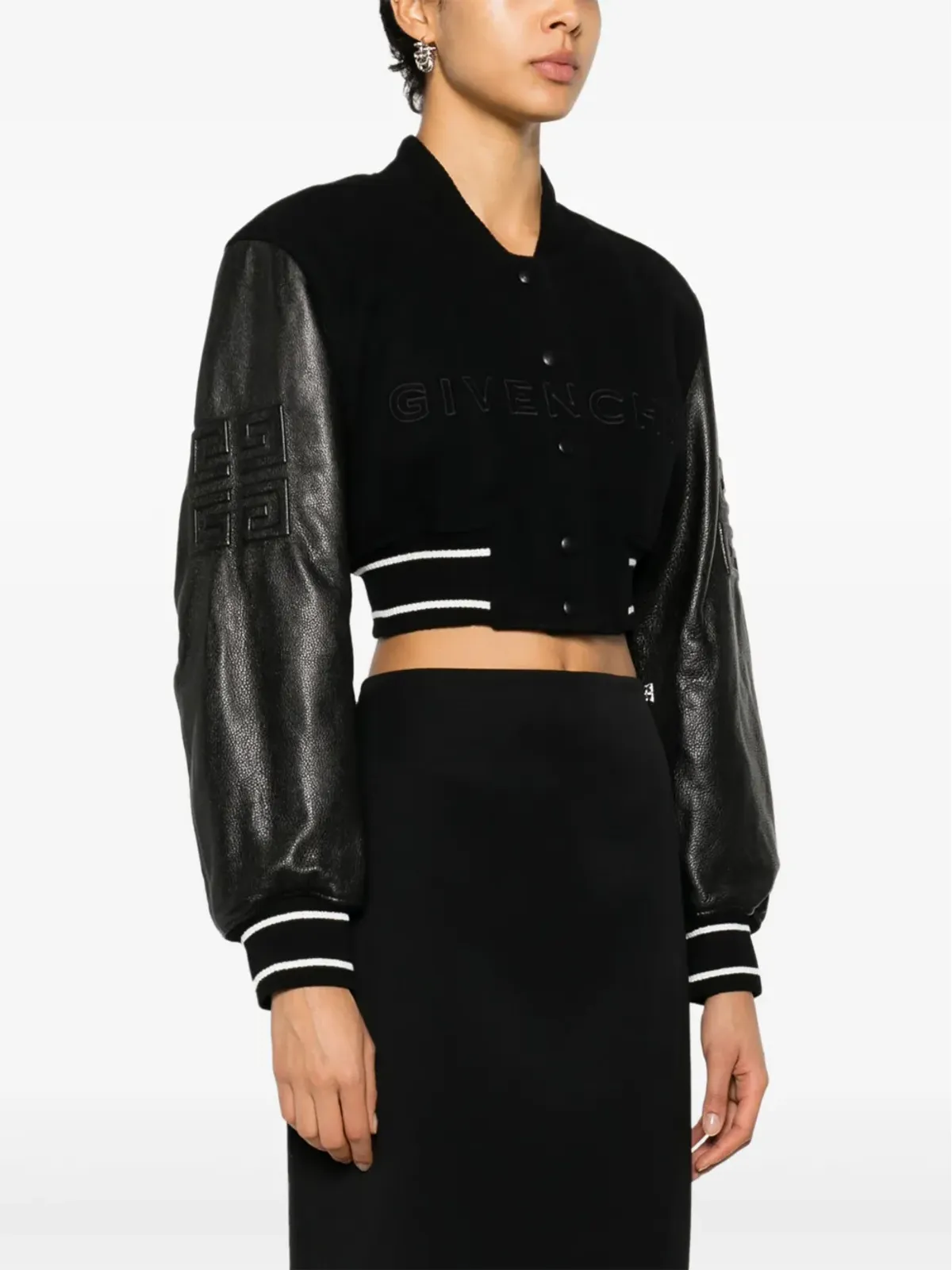 Givenchy クロップドボンバージャケット ブラック - 画像3