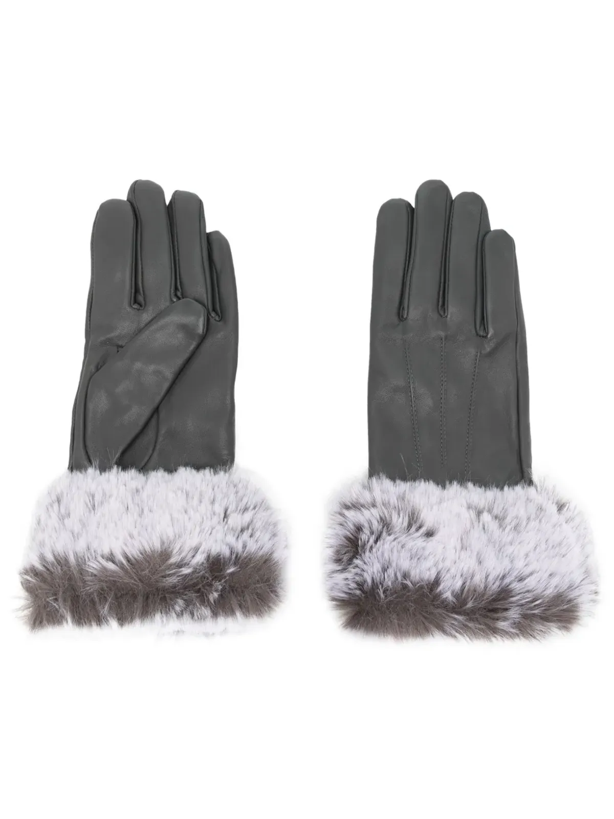 DENTS Sarah faux-fur trim gloves - Grey - 画像1