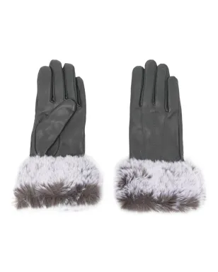DENTS Sarah faux-fur trim gloves - Grey - サムネイル1