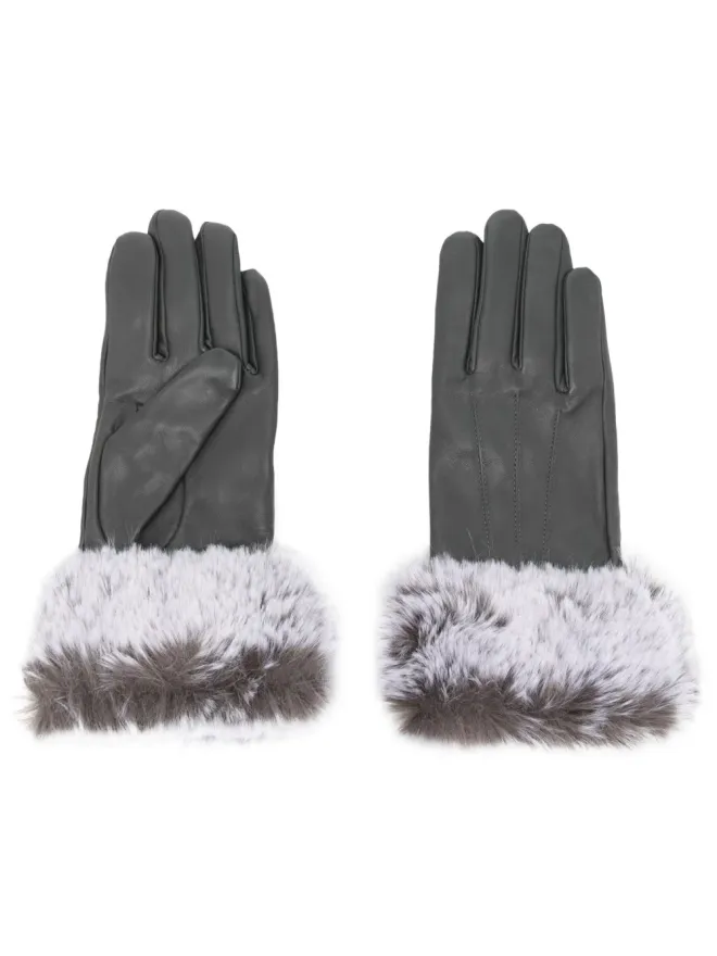 DENTS DENTS Sarah faux-fur trim gloves - Greyの商品画像