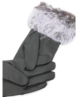 DENTS Sarah faux-fur trim gloves - Grey - サムネイル2
