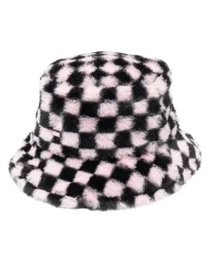 Kangol チェッカーボード柄フェイクファーハット - サムネイル1