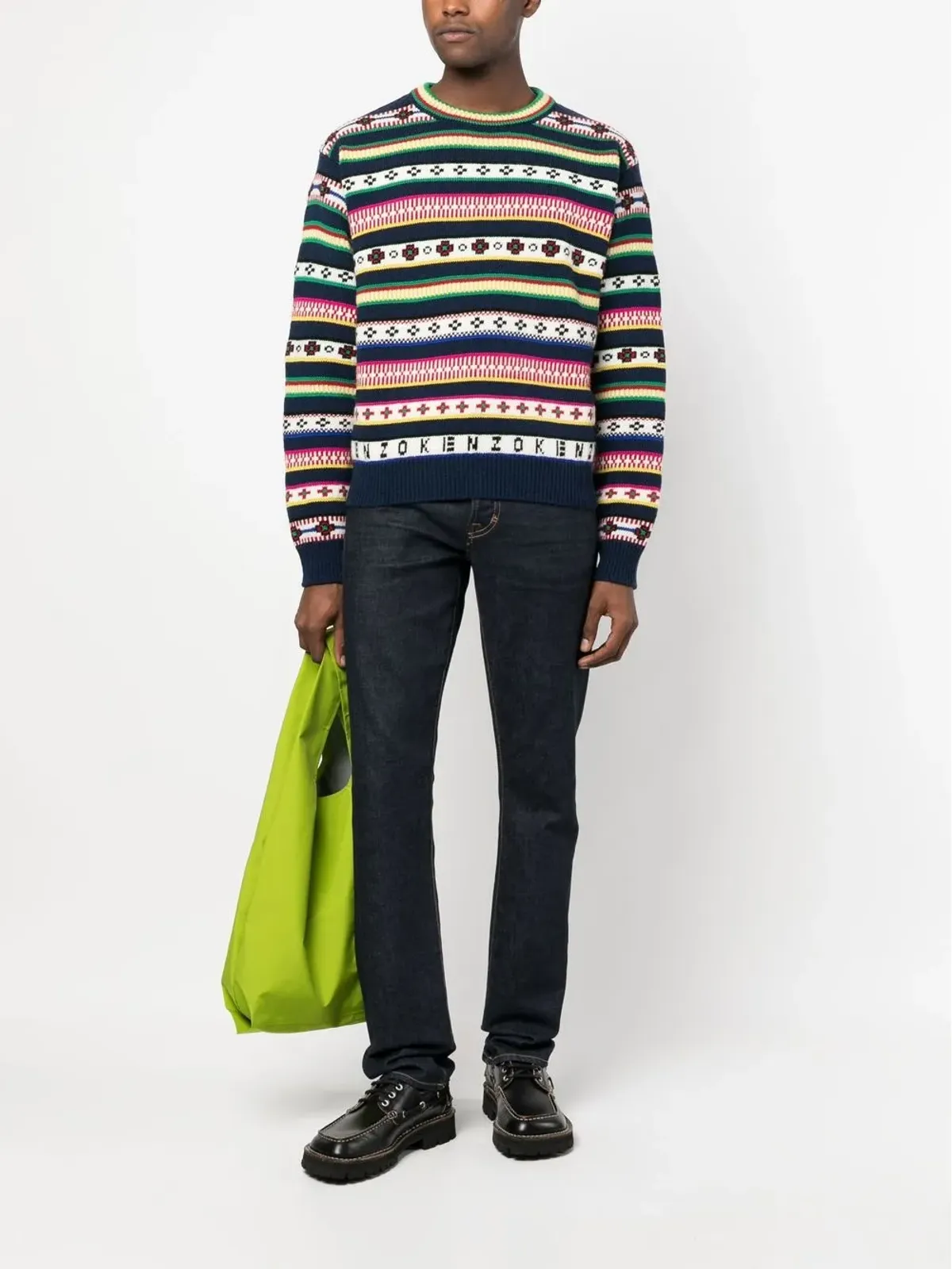 Kenzo ストライプ ウールコットン混紡 ジャンパー ブルー - 画像2