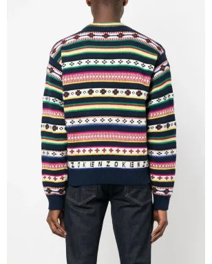 Kenzo ストライプ ウールコットン混紡 ジャンパー ブルー - サムネイル4