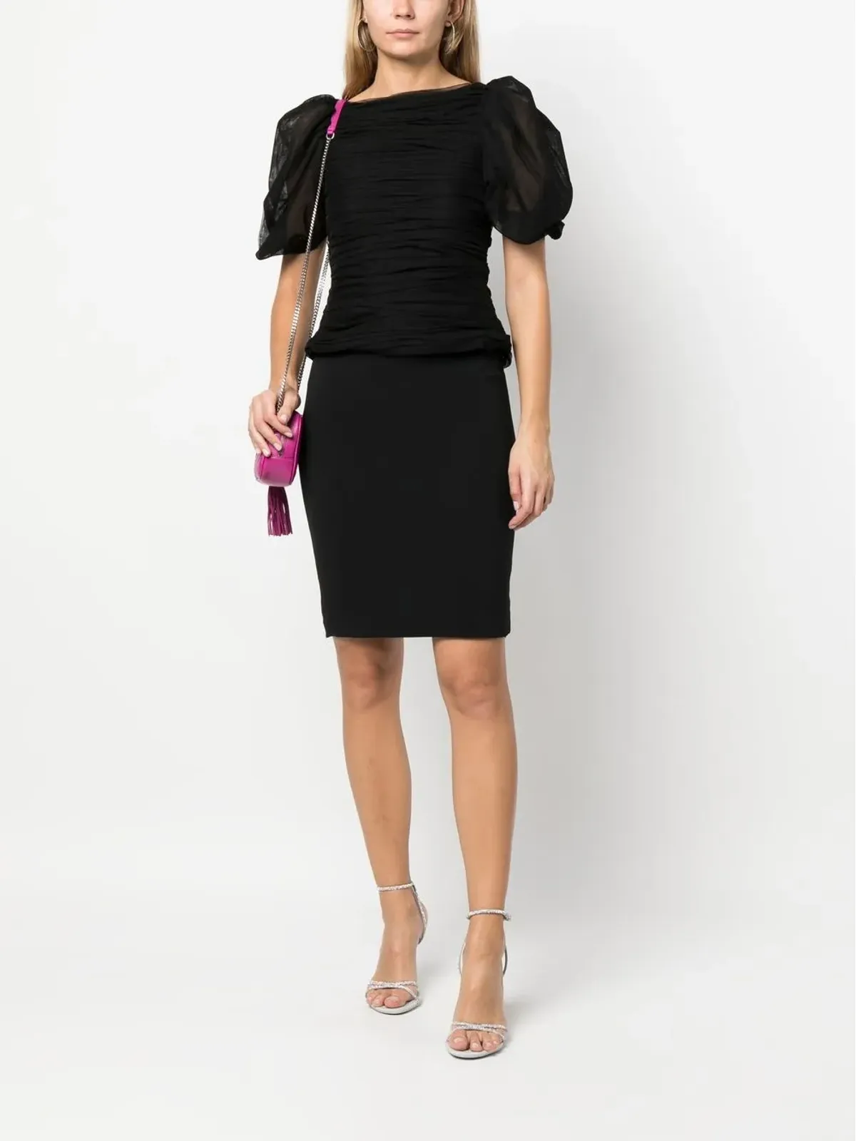 Christian Dior Pre-Owned 2010s ストレッチシルク ペンシルスカート ブラック - 画像2