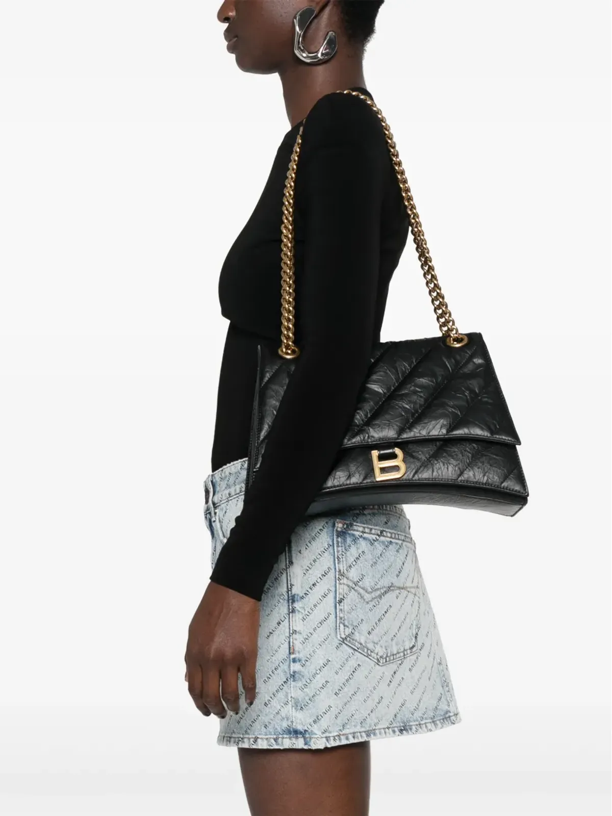 Balenciaga クラッシュ・キルティングショルダーバッグ - ブラック - 画像2