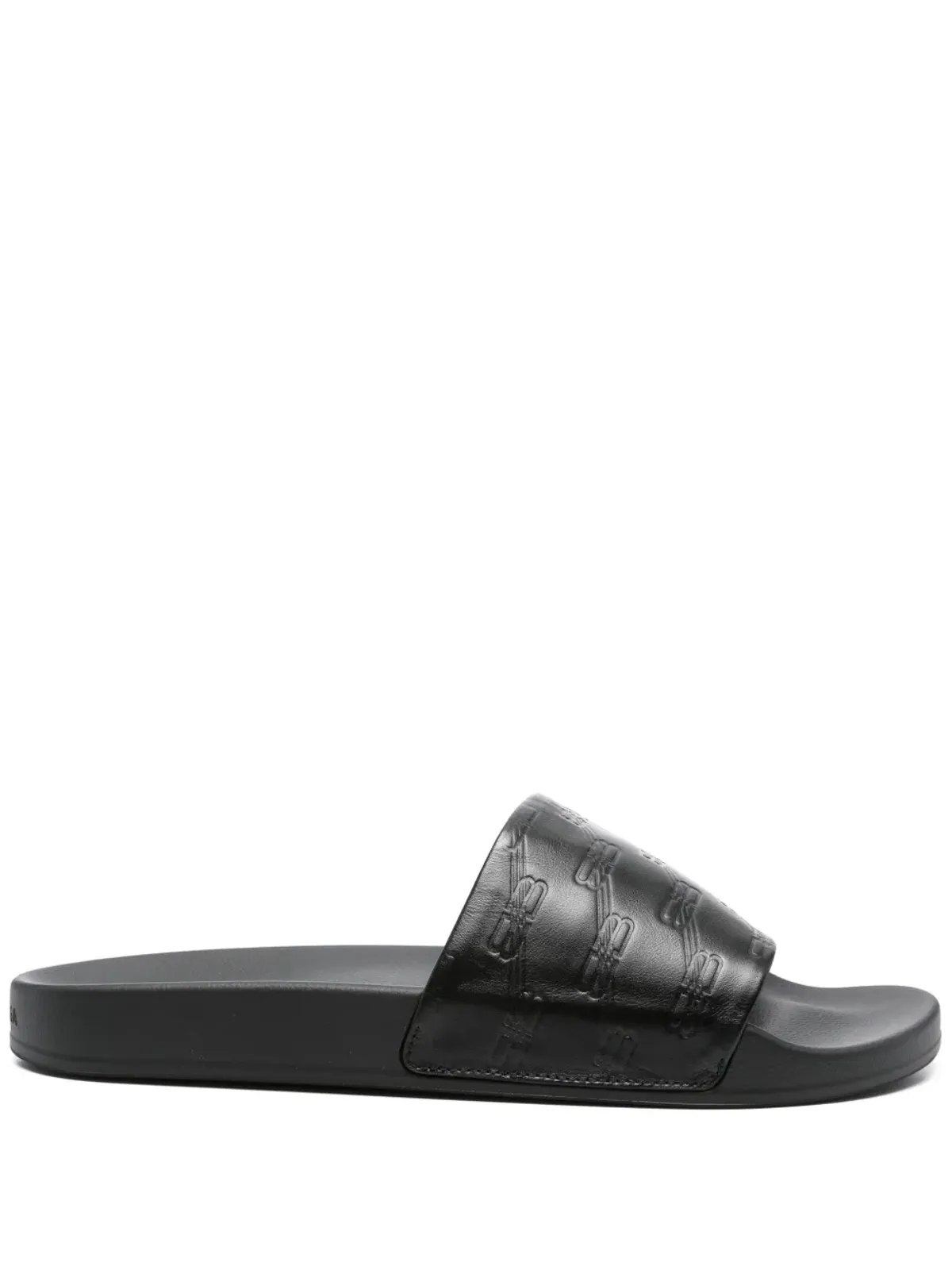 Balenciaga BB-monogram leather pool slides - Black - 画像1