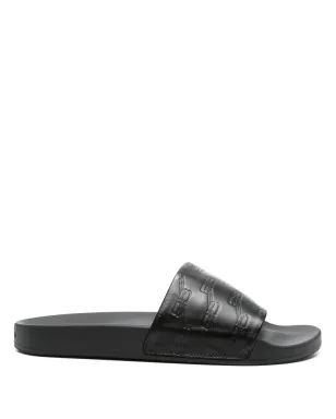 Balenciaga BB-monogram leather pool slides - Black - サムネイル1