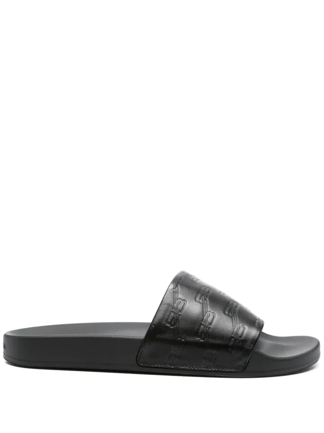 Balenciaga Balenciaga BB-monogram leather pool slides - Blackの商品画像