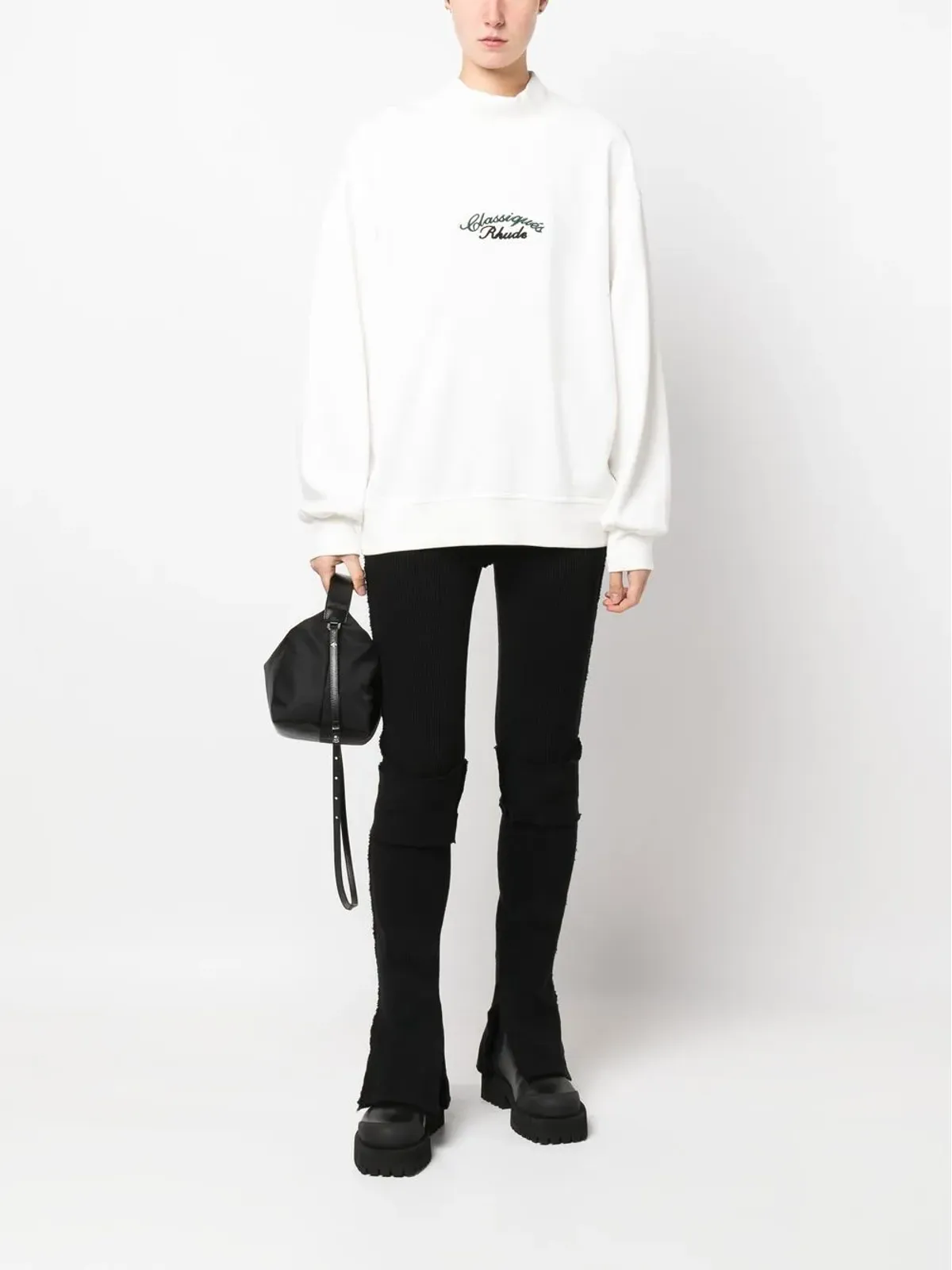 RHUDE ロゴ刺繍コットン スウェットシャツ - 画像2