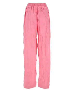 Balenciaga ロゴジャカード・シルクのワイドレッグパンツ（ピンク） - サムネイル2