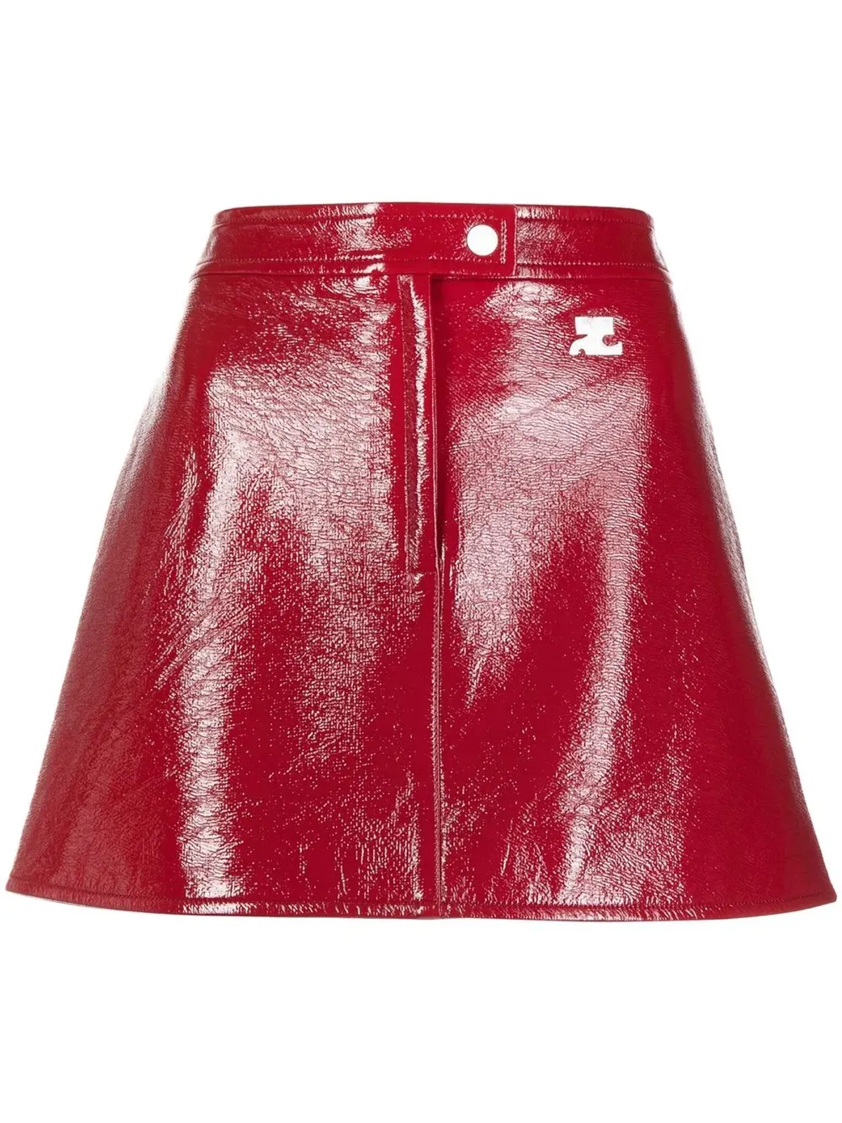Courrèges 赤の高光沢仕上げミニスカート - 画像1