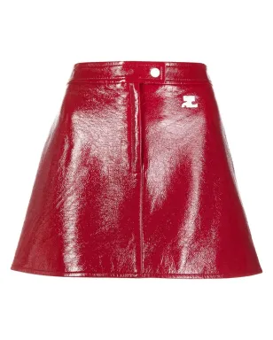 Courrèges 赤の高光沢仕上げミニスカート - サムネイル1